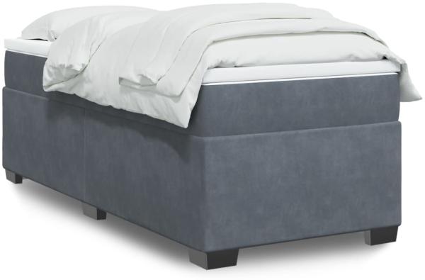 vidaXL Boxspringbett mit Matratze Dunkelgrau 90x190 cm Samt 3285252