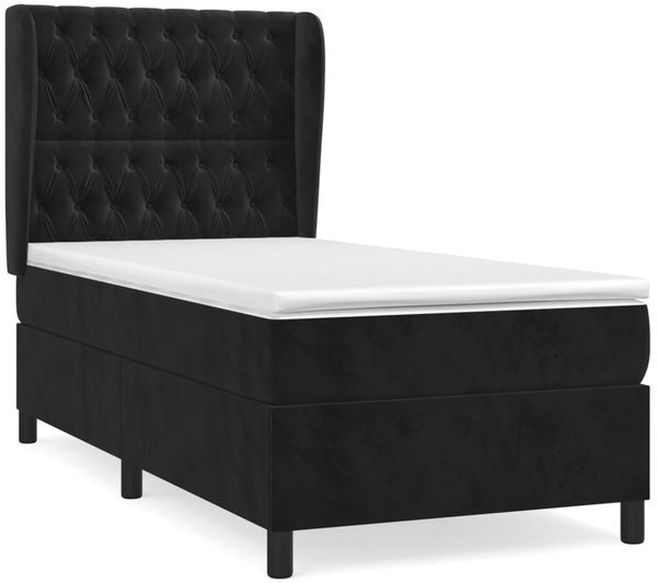 vidaXL Boxspringbett mit Matratze Schwarz 90x190 cm Samt 3129365 Bild 2