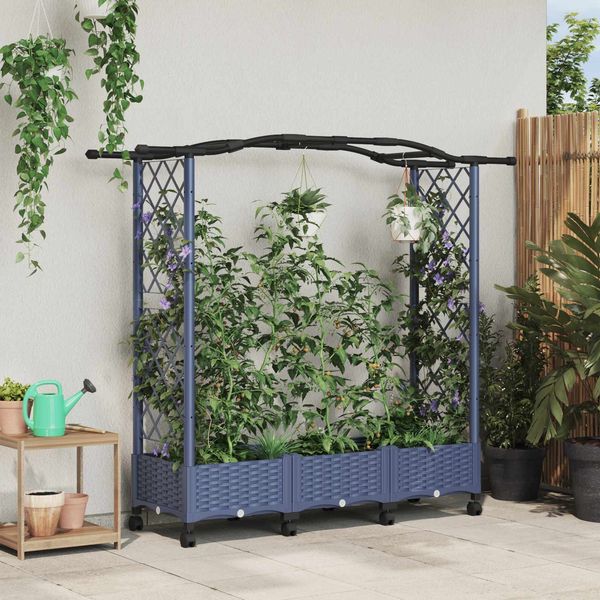 vidaXL Hochbeet mit Rankgitter und Dach Grau 169 x 40 x 129 cm PP 3423098