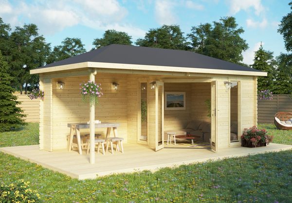 5-Eck Gartenhaus Modell Jokkmokk 40 Natur