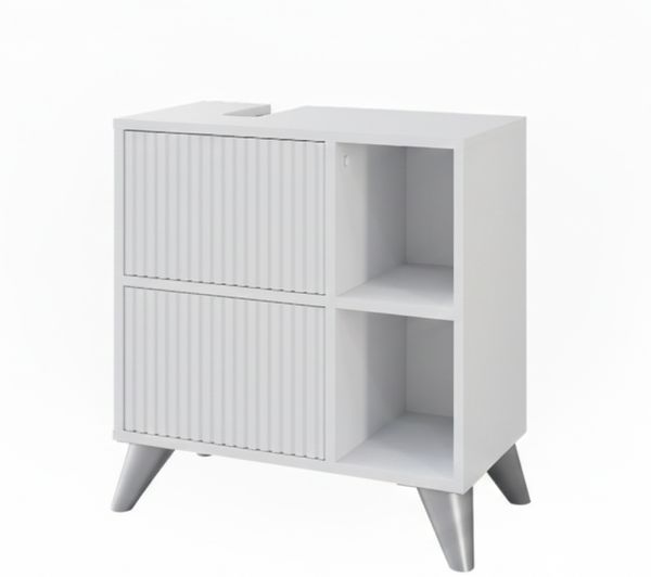 Waschbeckenunterschrank Leano Weiß 60 x 62 cm mit 2 Schubladen Vicco