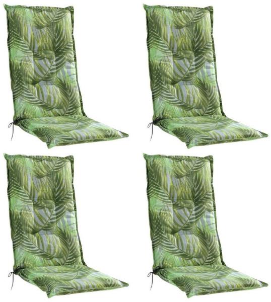 GO-DE Hochlehnerauflage LAKEVIEW, B 50 x L 120 cm, Grün, 4er Set, (Set, 4 St), Gartenstuhlauflagen für Hochlehnstühle