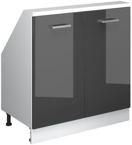 Dachschrägenschrank Rion Anthrazit Hochglanz/Weiß mit 2 Türen Vicco