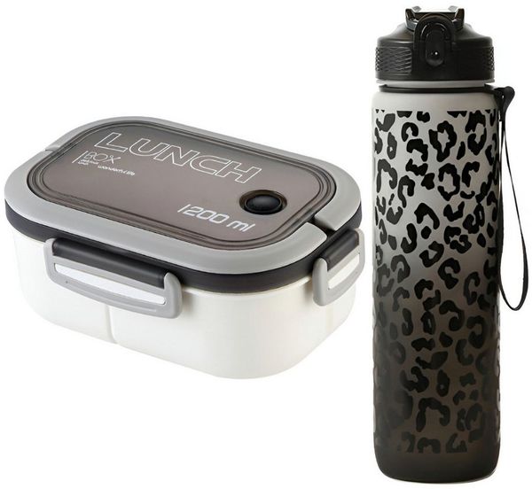 WS-Trend Lunchbox Lunch 4 tlg Set Brotdose 1200 ml Trinkflasche Flasche 1000 ml Besteck, (4-tlg, Spar-Set)