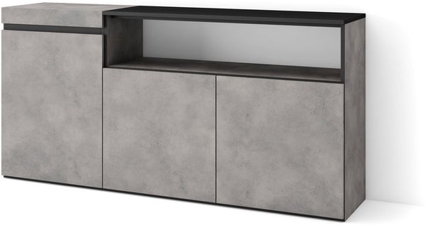 Skraut Home | Sideboard, Highboard | Kommode, Komodenschrank | 150 x 75 x 35 cm | 3 Türen | Wohnzimmer, Küche | Moderner Stil | Zement