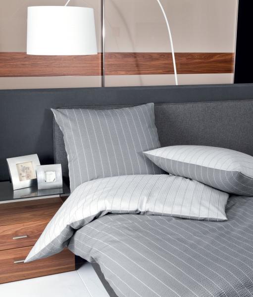 Hochwertige Janine Mako-Soft-Seersucker Wendbettwäsche TANGO 20020 | Verschiedene Grössen und Farben 200x220 cm / 2x 80x80 cm silber (08)