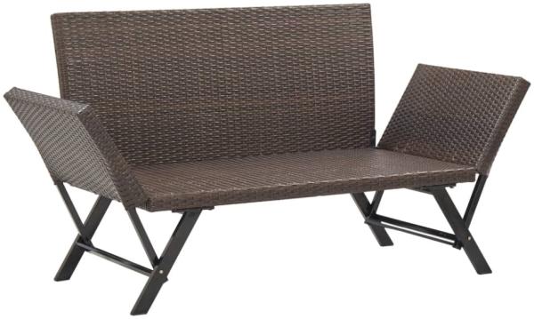 vidaXL Gartenbank mit Kissen, Polyrattan / Stahl braun / weiß, (130-176) x 70 x 80 cm Bild 10