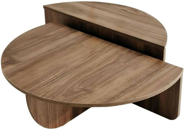 Dmora - Wohnzimmertisch Canopus, Niedriger Wohnzimmertisch, Kaffeeregal, Couchtisch für Sofa, 90x90h35 cm, Dunkler Nussbaum