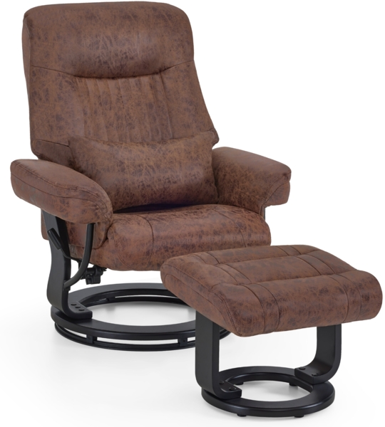 M MCombo Relaxsessel mit Liegefunktion, Lesesessel, 360° Drehbarer Fernsehsessel mit Hocker, mit Kissen & Seitentasche, 9035 (Grau)