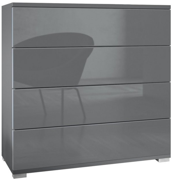 Vladon Kommode Pavos V3 (Sideboard, mit 4 Schubladen), Anthrazit matt/Grau Hochglanz (76 x 76 x 35 cm) Bild 4