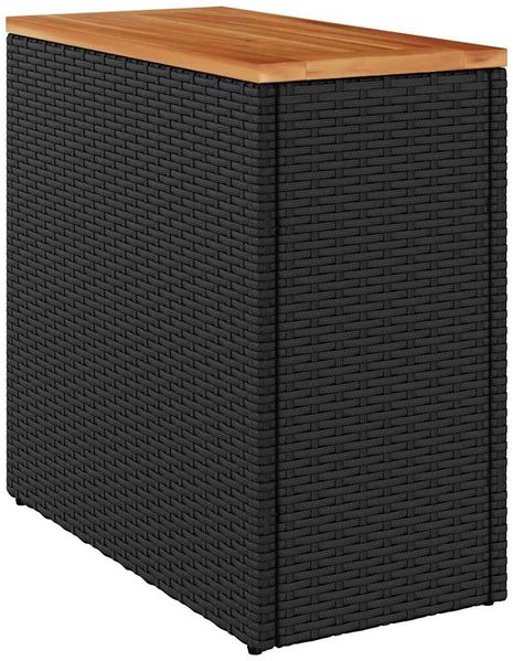 Gartentisch, Beistelltisch, Balkontisch mit Holzplatte Schwarz 58 x 27,5 x 55 cm Poly Rattan Bild 2