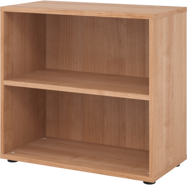 bümö Regal Nussbaum, Standregal aus Holz für 2 Ordnerhöhen - Bücherregal klein 80 cm breit, Aktenregal für Ordner & Bücher, kleines Büroregal, Holzregal, Ordnerregal, Buchregal Dachschräge, 928RE-N