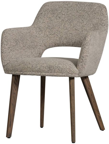 Esszimmerstuhl Murat aus Chenille-Stoff, skandinavisches Design, Natur Braun, weich gepolstert