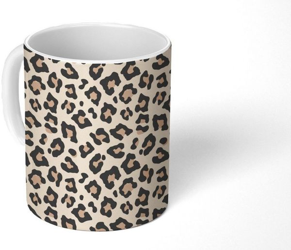 MuchoWow Tasse Tiermuster - Leopard - Weiß, 1-tlg, Keramik, Kaffeetassen, Teetasse, Becher, Kaffeebecher, Geschenk
