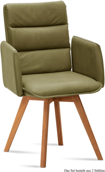 Armlehnstuhl (2er-Set) Dodie 52x92x60 Eiche geölt/Olivgrün