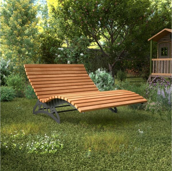 SO-TECH® Gartenliege Wellenliege Untergestell, DIY Bausatz ohne Holz verstellbar, 1 St, Breite 135 cm, breitmassiver verzinkter Stahl, schwarz