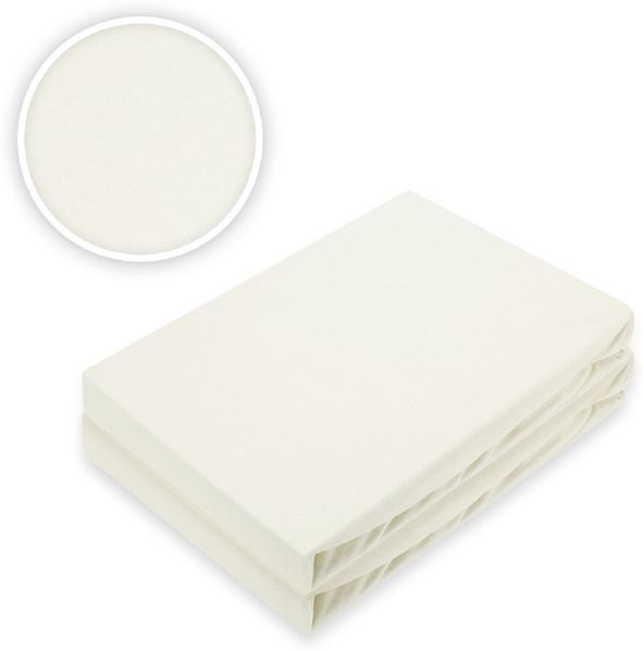 Marke Jersey Spannbettlaken Doppelpack 180 - 200 x 200 cm Naturweiß Bild 2