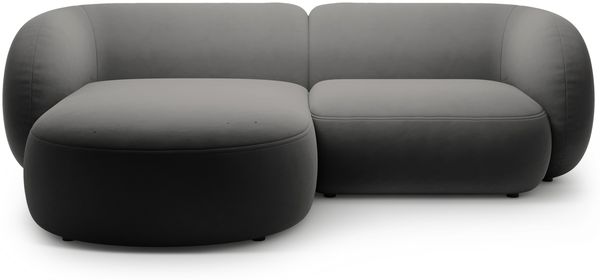 Micadoni Ecksofa Kate 2-Sitzer Links Samt Dunkelgrau