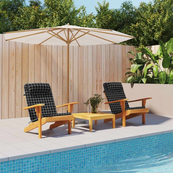 vidaXL Adirondack-Auflagen 2 Stk. Schwarz Karomuster Oxford-Gewebe