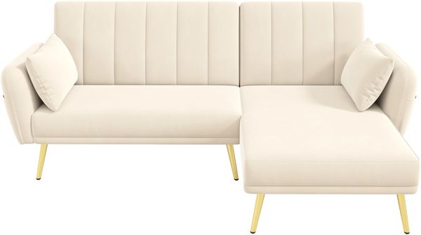 2-3-Sitzer Ecksofa 191,5 x 130,5 x 80 cm aus Samt mit Schlaffunktion Bild 6