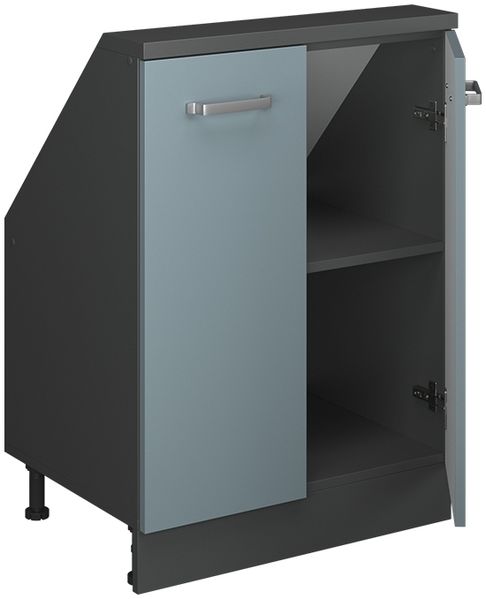 Küchenschrank für Dachschrägen R-Line Blau-Grau 60 cm mit 2 Türen Vicco Bild 4