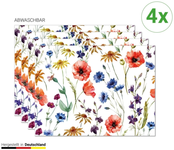 Tischsetmacher Platzset Tischset, Platzset abwaschbar - Wiesenblumen - 4 Stück aus erstklassigem Vinyl (Kunststoff) 40 x 30 cm, (4-St) Bild 2