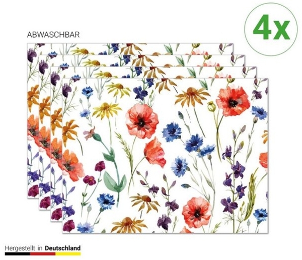 Tischsetmacher Platzset Tischset, Platzset abwaschbar - Wiesenblumen - 4 Stück aus erstklassigem Vinyl (Kunststoff) 40 x 30 cm, (4-St) Bild 4