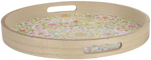 Decoris Tablett Ø 35 x 4 cm weiß-bunt