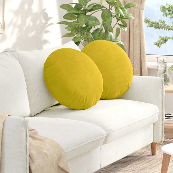 vidaXL Sitzkissen 2 pcs Gelb Ø50 x 19 cm Samt 42014181