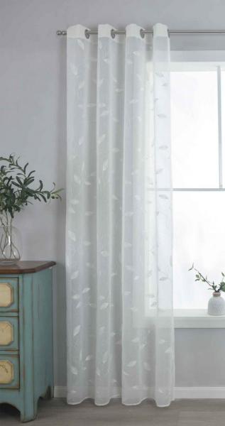 Gardinenbox Gardine (1 St), Ösen, transparent, Polyester, Leinenoptik Stickerei Blattmuster 2023495