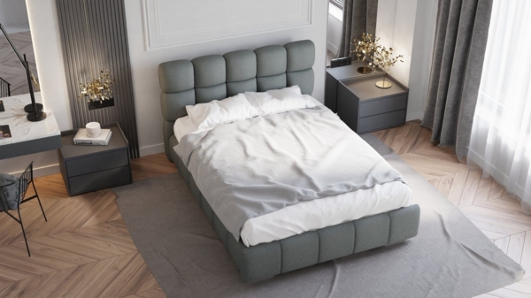 PANDA MÖBEL GmbH Polsterbett BLISS Luxus-Bett mit Lattenrost Wahl federkernmatraze, kokosmatratze, (Stabile Rahmenkonstruktion Metallrahmen), Ein Luxusbett in jeder Größe 140x200cm 160x200 cm 180x200cm Bild 3