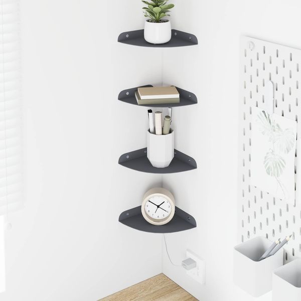 vidaXL Schwebendes Regal mit Regal 4 pcs Anthrazit 15 x 15 x 2 cm 8004079