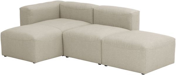 Ecksofa mit Hocker rechts Kattrina Flachgewebe creme Bild 3