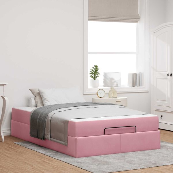 vidaXL Bettgestell mit Matratze 2 pcs Rosa Samt 3399563