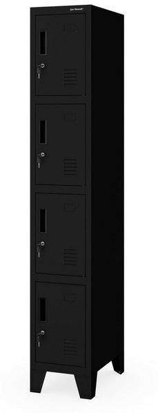 Jan Nowak Spind Metall abschließbar Schließfachschrank Umkleideschrank Fächerschrank mit 4 Fächern, 172 x 30 x 45 cm, Sozialschrank, Personalspind, Metallschrank mit Belüftung
