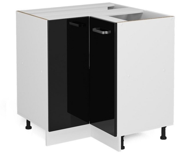 Eckunterschrank R-Line Schwarz Hochglanz 75.6 cm ohne Arbeitsplatte Vicco