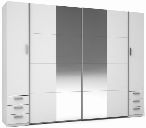 Lukas Möbel Schwebetürenschrank Kleiderschrank Store 270 cm mit Dreh/Schwebetüren Spiegel Schubladen