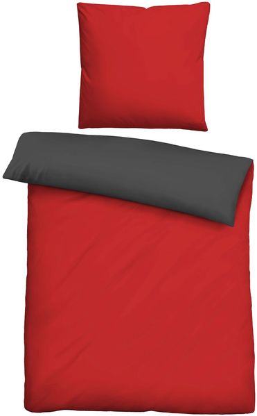 Traumhaft schlafen - Castell - Markenbettwäsche Mikrofaser Bettwäsche 0560500 UNI, rubin, 1x 155x220 cm + 1x 80x80 cm