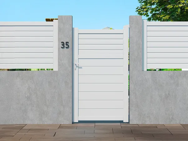 Vente-unique - VIAZO Side gate Metall Weiß - B 4,6 cm x H 176 cm x L 100 cm
