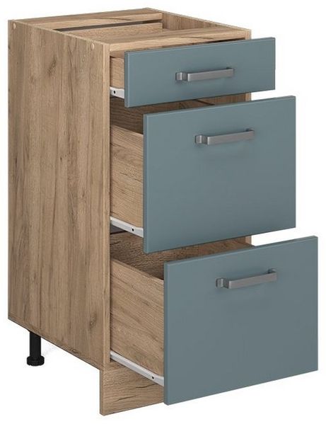 Küchenunterschrank R-Line Blau-Grau 40 cm mit Schubladen, ohne Arbeitsplatte Vicco Bild 3