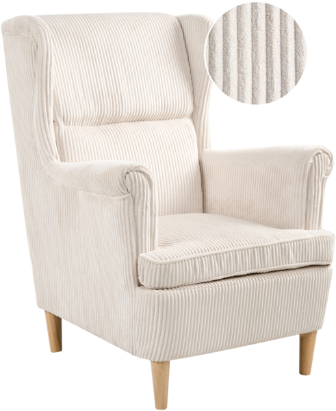 Ohrensessel ABSON Cord Hellbeige