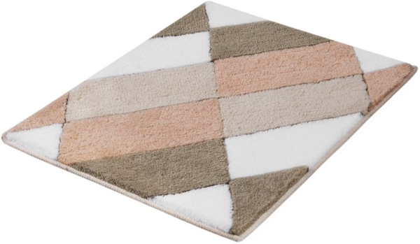 Kleine Wolke Badematte Ayana, Höhe 15 mm, rutschhemmend beschichtet, fußbodenheizungsgeeignet, Polyacryl, rechteckig, Badteppich, modernes Rauten Design, leichter Hoch-Tief Effekt