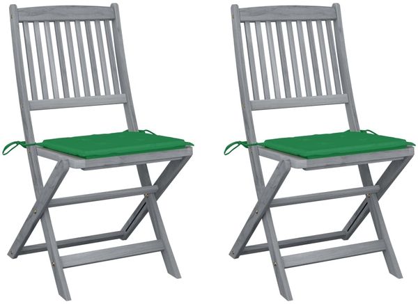 vidaXL Klappbare Gartenstühle 2 Stk. mit Kissen Massivholz Akazie 3064541