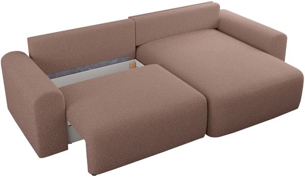 MKS Meble 'Nelson' Ecksofa mit Schlaffunktion und Bettkasten, L-form, Rosa, Boucle Bild 5