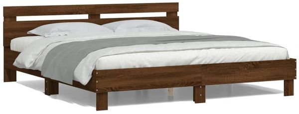 vidaXL Bettgestell mit Kopfteil und LED-Beleuchtung Braun Eiche-Optik 3207538 Bild 5
