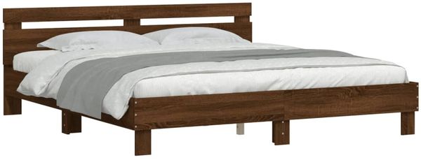 vidaXL Bettgestell mit Kopfteil und LED-Beleuchtung Braun Eiche-Optik 3207538 Bild 3