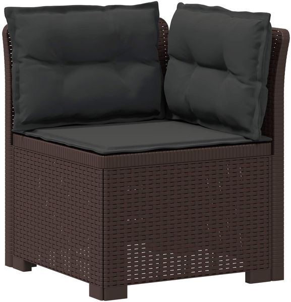 vidaXL 1-Sitzer Garten-Sofa mit Kissen Rattan-Look PP Braun 8011837