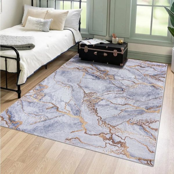 Mazovia Designteppich Modern Teppich für Wohnzimmer, Schlafzimmer, Esszimmer, 80 x 150 cm, Kurflor, Waschbar in Waschmaschine, Höhe 5 mm, Rutschfest