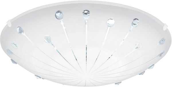 Eglo 96113 Wandleuchte Deckenleuchte Margitta 1 in weiß Glas mit Kristallen 11W Ø 31,5cm