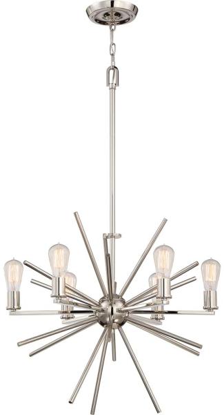 Kronleuchter, Designlampe, Stahl, Silber, D 64,8 cm